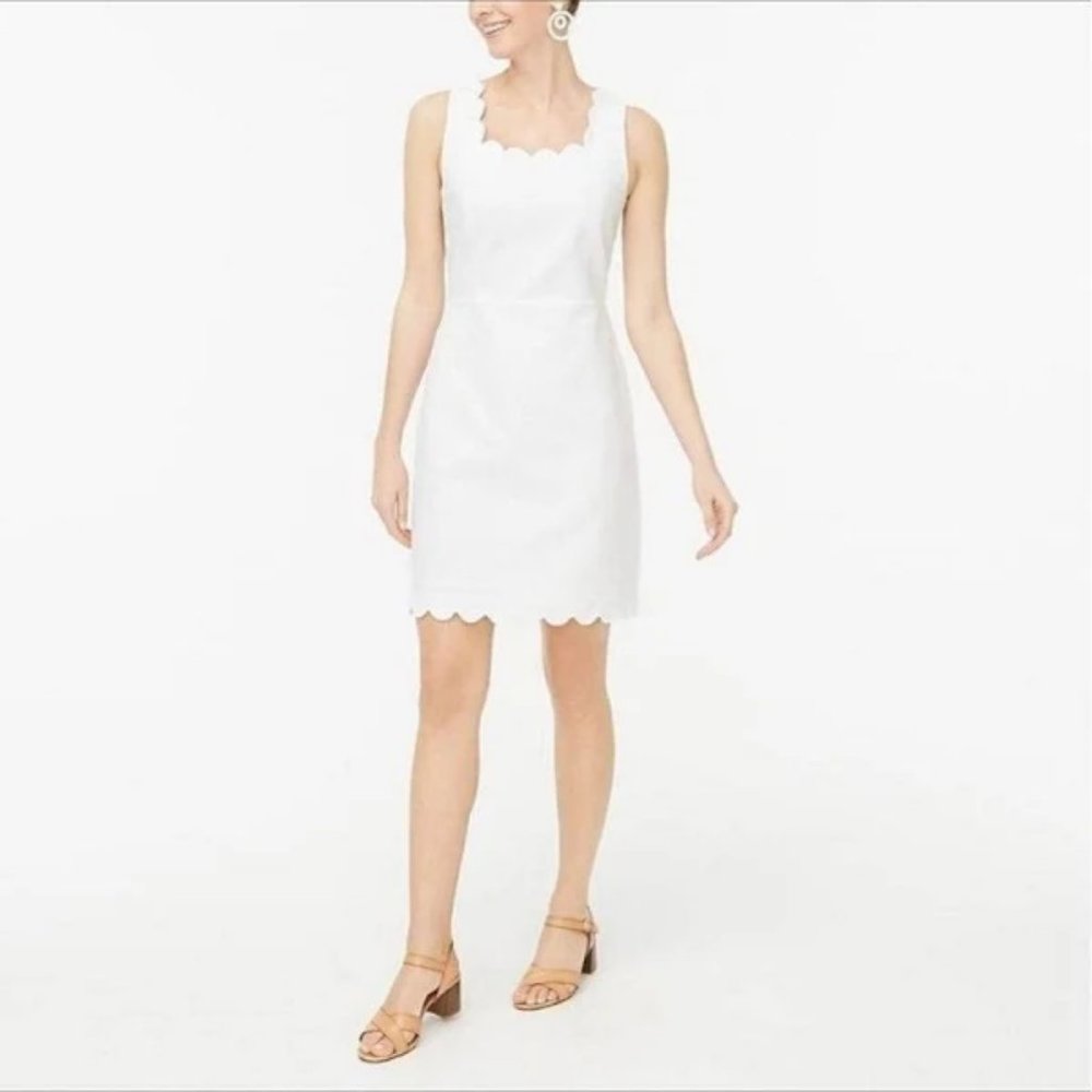J. Crew Factory Scalloped Basketweave Square-Neck Dress NWT Sz 2